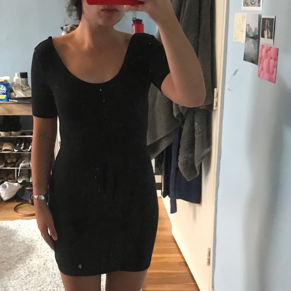 Black Short Sleeve Bodycon Dress 